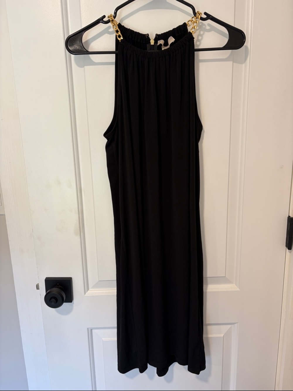 Michael Kors black dress with gold chain straps